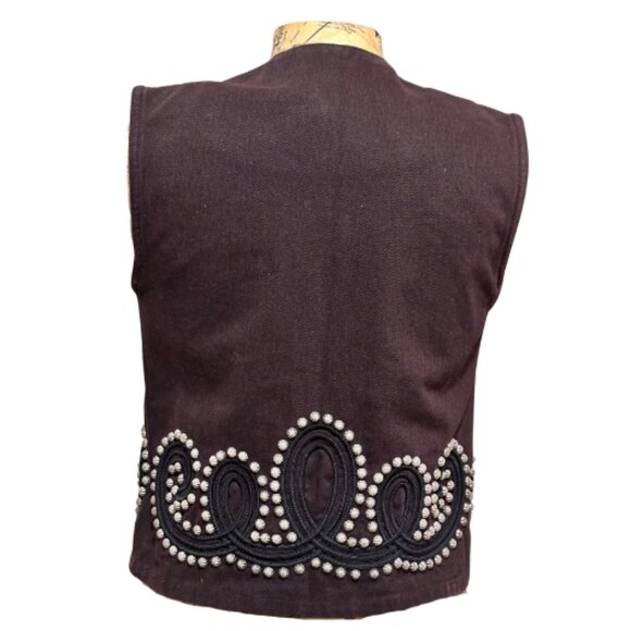 Double D Ranch Womens Sz XS Dark Brown Western Embellishment Vest - Picture 2 of 9